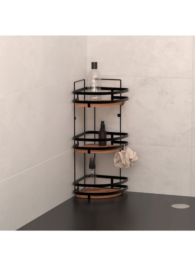 حامل ماكينة تحضير بلاكاسيا حامل زاوية الحمام من 3 طوابق أسود وبني 55 x 23.5 x 19.5 سم 204906 - Image 3