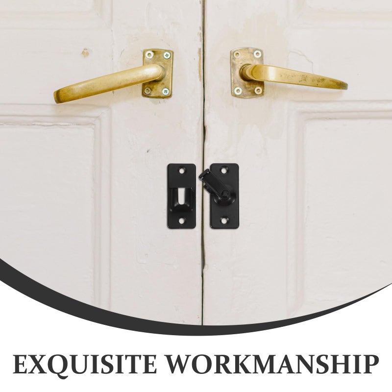 304 Stainless Steel Sliding Door Latch 90 Degree Push Pull Safety Catch For Bathroom Closet Window Black 2 Sets - Image 4