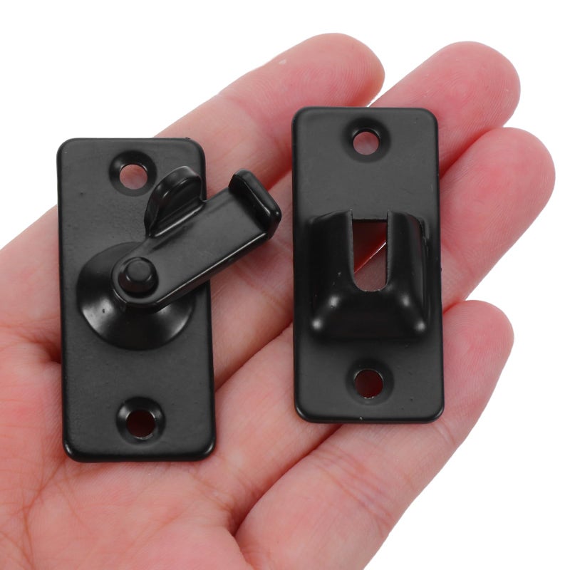 304 Stainless Steel Sliding Door Latch 90 Degree Push Pull Safety Catch For Bathroom Closet Window Black 2 Sets - Image 5