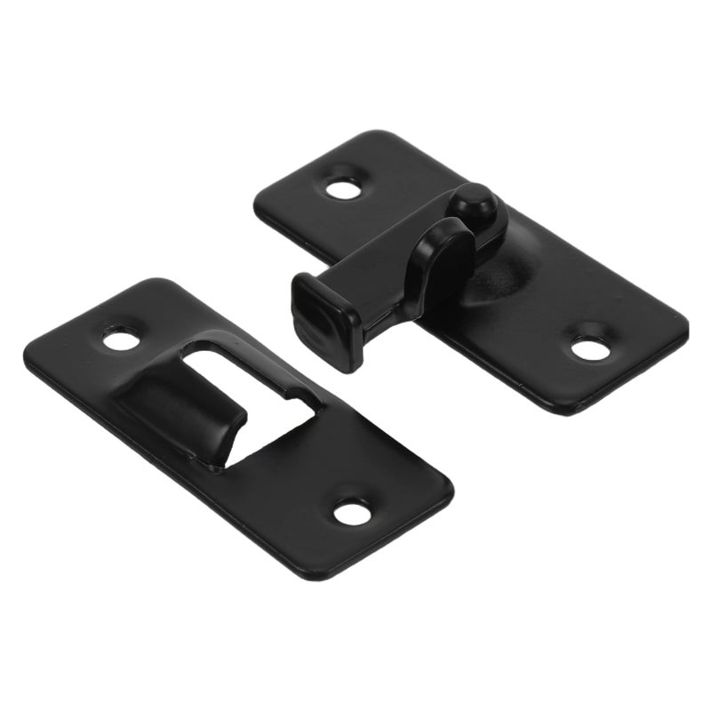 304 Stainless Steel Sliding Door Latch 90 Degree Push Pull Safety Catch For Bathroom Closet Window Black 2 Sets - Image 2