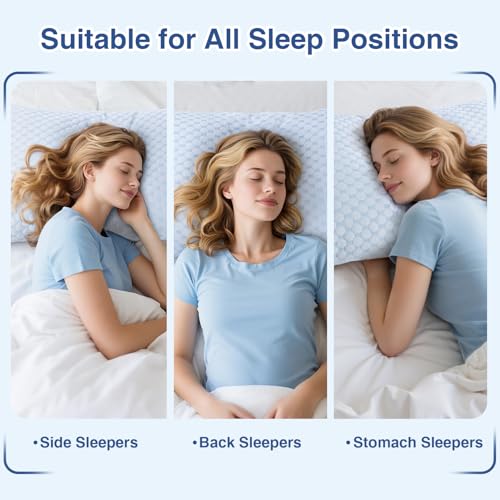 Favocama Cooling Pillow for Sleeping, Shredded Memory Foam Pillows Queen Size Set of 2, Double Sided Cooling Bed Pillows for Hot Sleepers, Side Back and Stomach Sleepers - Image 5