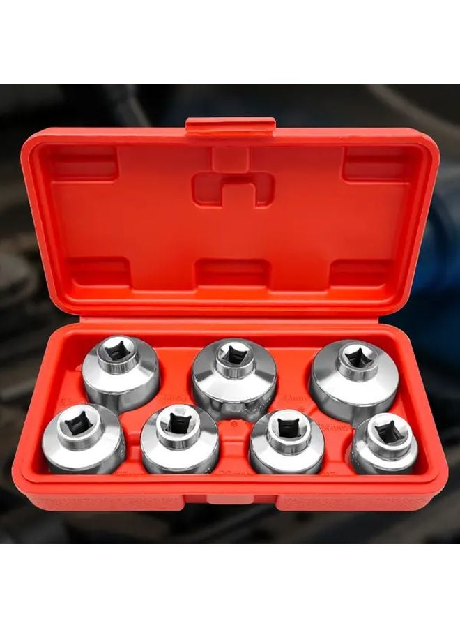 7 Pcs Universal Car Oil Filter Socket Wrench Set With Protective Case 24mm To 38mm - Image 3