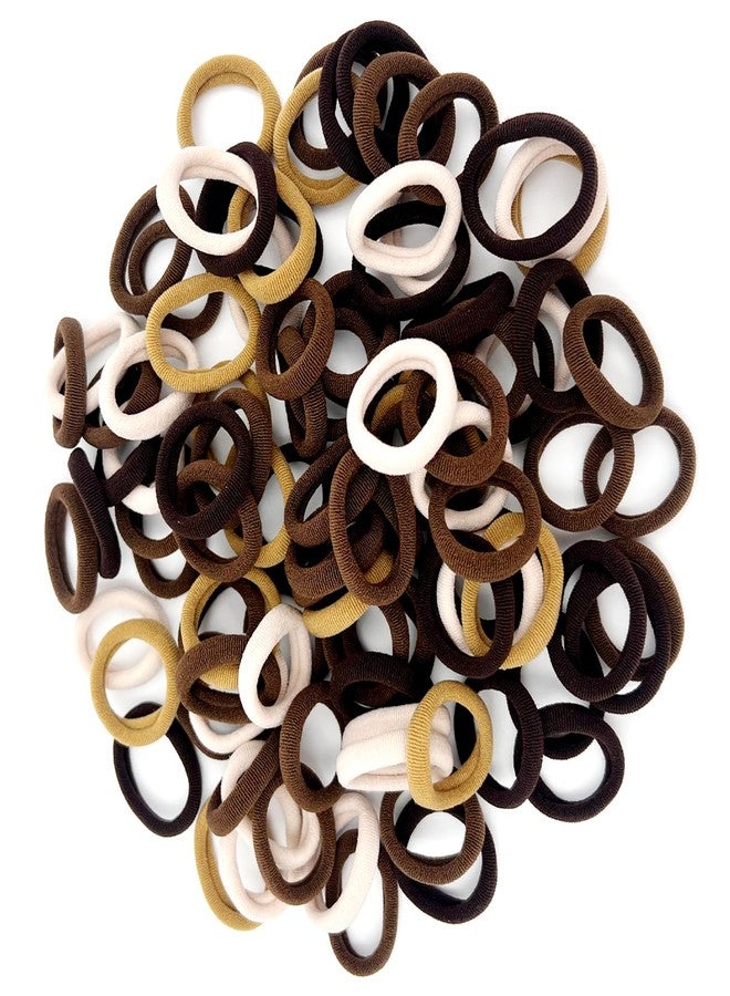 Brvlsoc 100PCS Seamless Thick Ponytail Holders, Brown Cotton Elastic Hair Bands&Ties - No-Crease, No-Damage for Women, Kids & Babies - Image 1