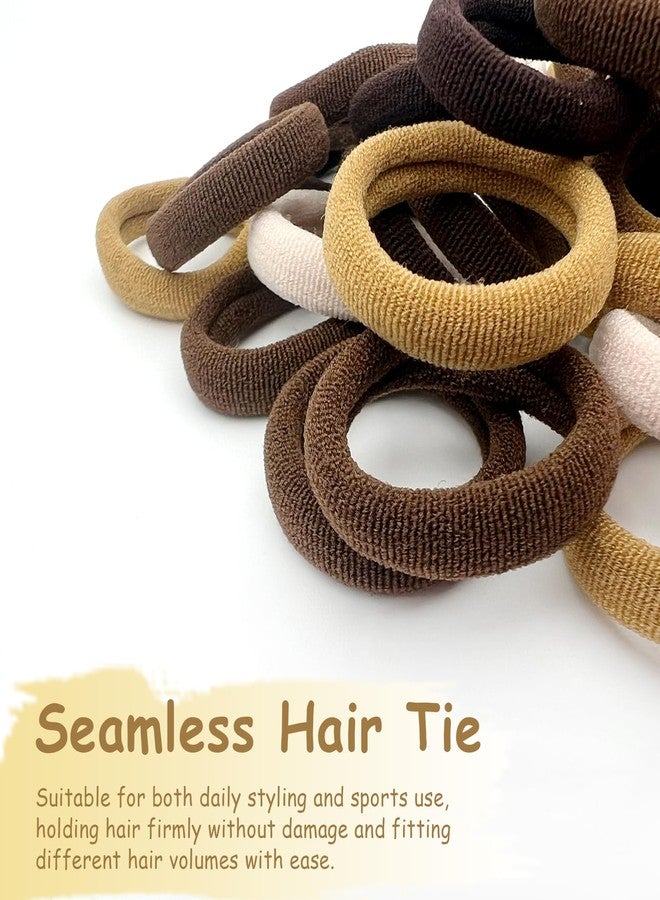 Brvlsoc 100PCS Seamless Thick Ponytail Holders, Brown Cotton Elastic Hair Bands&Ties - No-Crease, No-Damage for Women, Kids & Babies - Image 4