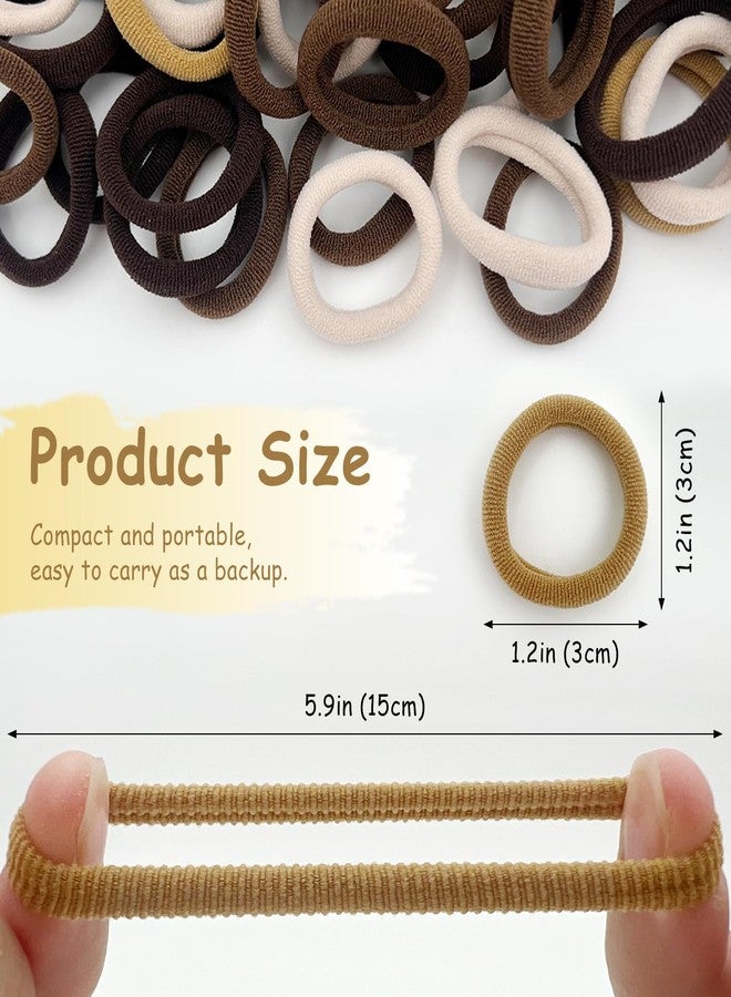 Brvlsoc 100PCS Seamless Thick Ponytail Holders, Brown Cotton Elastic Hair Bands&Ties - No-Crease, No-Damage for Women, Kids & Babies - Image 2