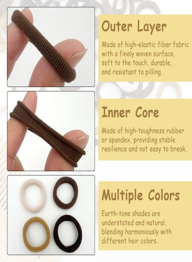 Brvlsoc 100PCS Seamless Thick Ponytail Holders, Brown Cotton Elastic Hair Bands&Ties - No-Crease, No-Damage for Women, Kids & Babies - Image 5