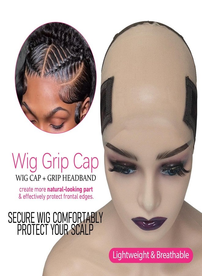Labhairs Lace-MAX Wig Grip Cap for Women - Non Slip, Adjustable Wig Caps Holds Glueless Wigs Securely in Place, Reusable HD Lace Cap with Headband for Lace Front Wigs, One Size Fits All (Brown) - Image 2