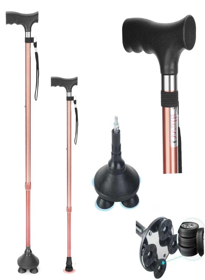 iwalk; Changing Lives iWalk Dual Function Wallking Stick for Men and Women| Big Ankle Movement Quadpod Base | Single Leg Base (Premium Copper) - Image 1