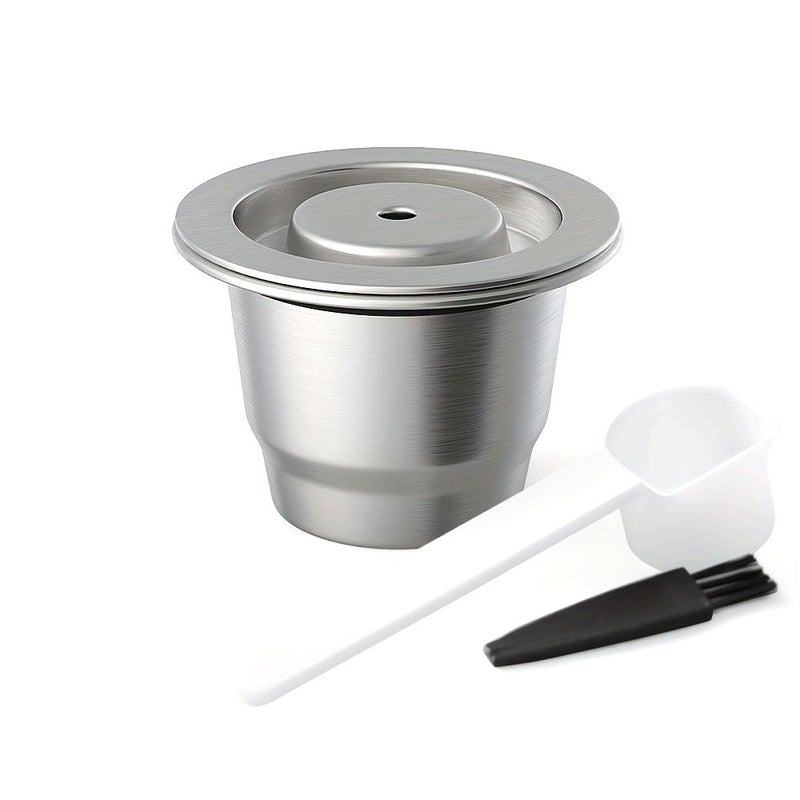 Reusable Stainless Steel Coffee Capsule Pods Refillable Espresso Filter With Tamper 1 Capsule - Image 1