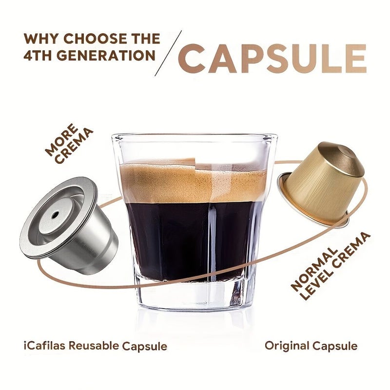 Reusable Stainless Steel Coffee Capsule Pods Refillable Espresso Filter With Tamper 1 Capsule - Image 4