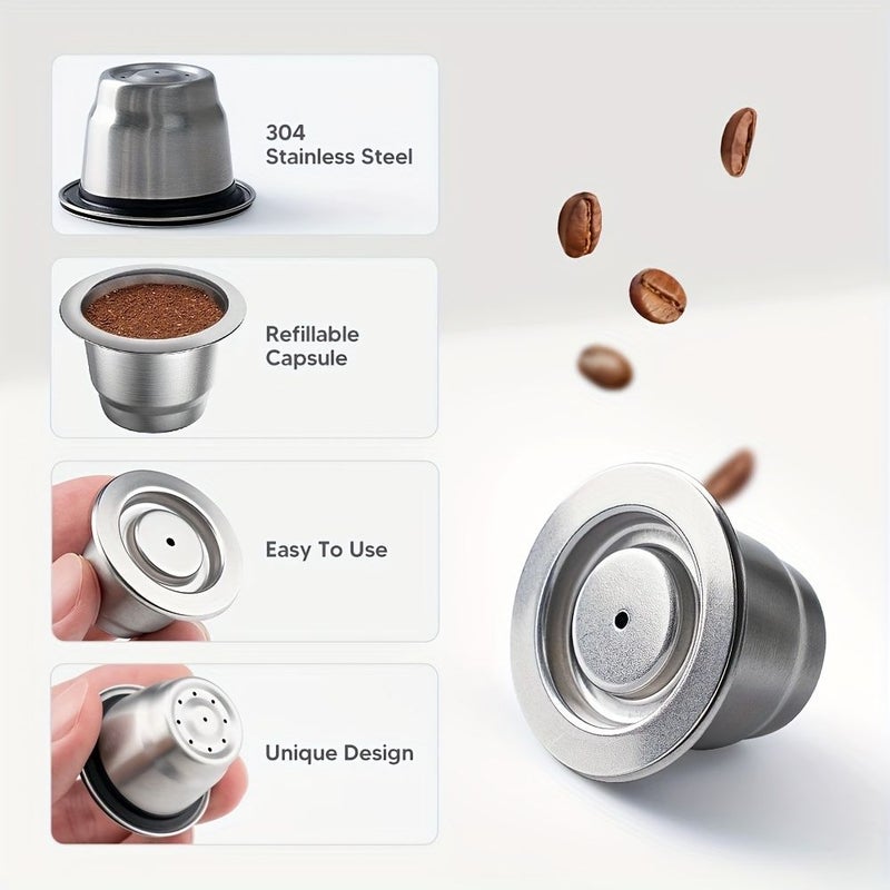 Reusable Stainless Steel Coffee Capsule Pods Refillable Espresso Filter With Tamper 1 Capsule - Image 3