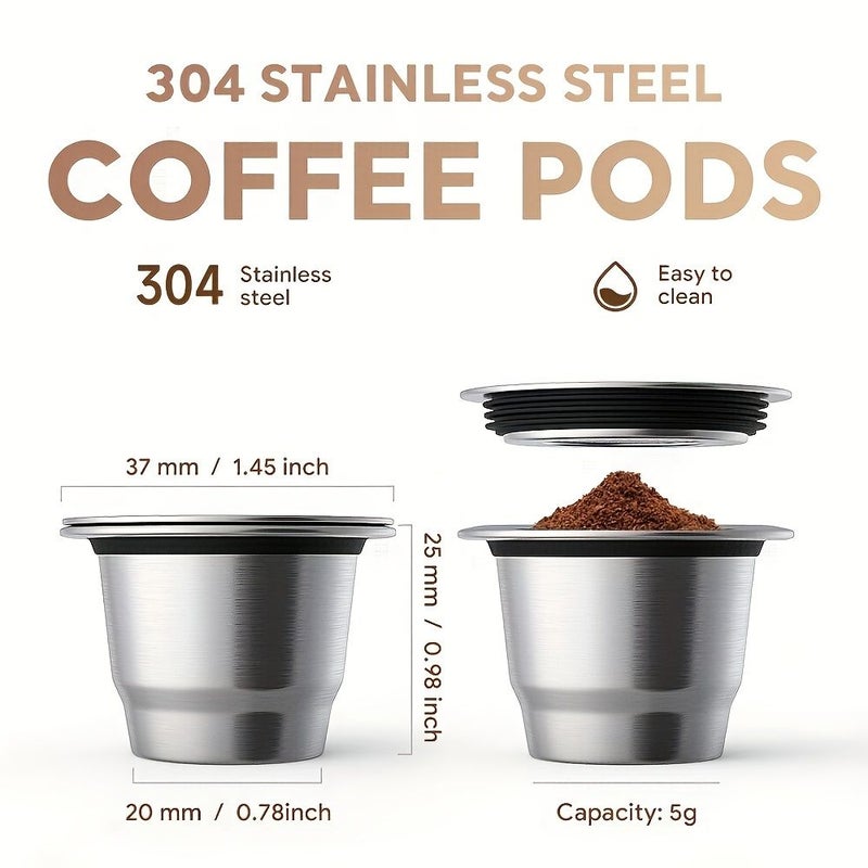 Reusable Stainless Steel Coffee Capsule Pods Refillable Espresso Filter With Tamper 1 Capsule - Image 2
