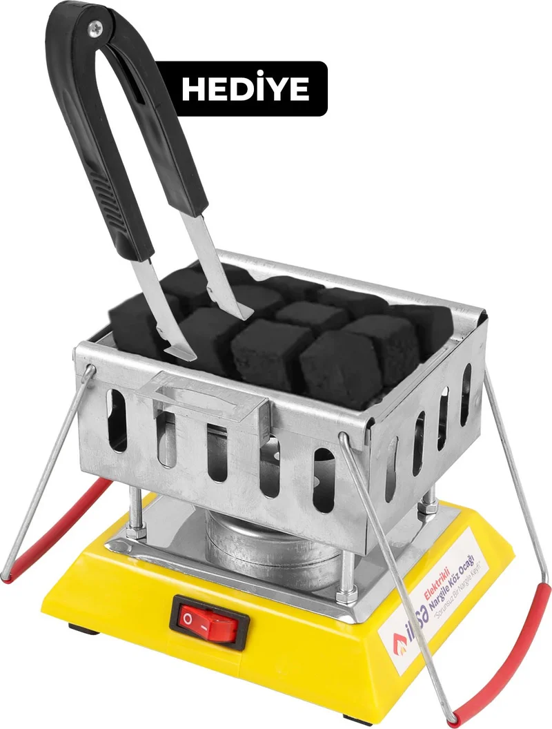 Pikas Electric Hookah Coal Burning Machine Hookah Coal Stove, Tongs Gift
