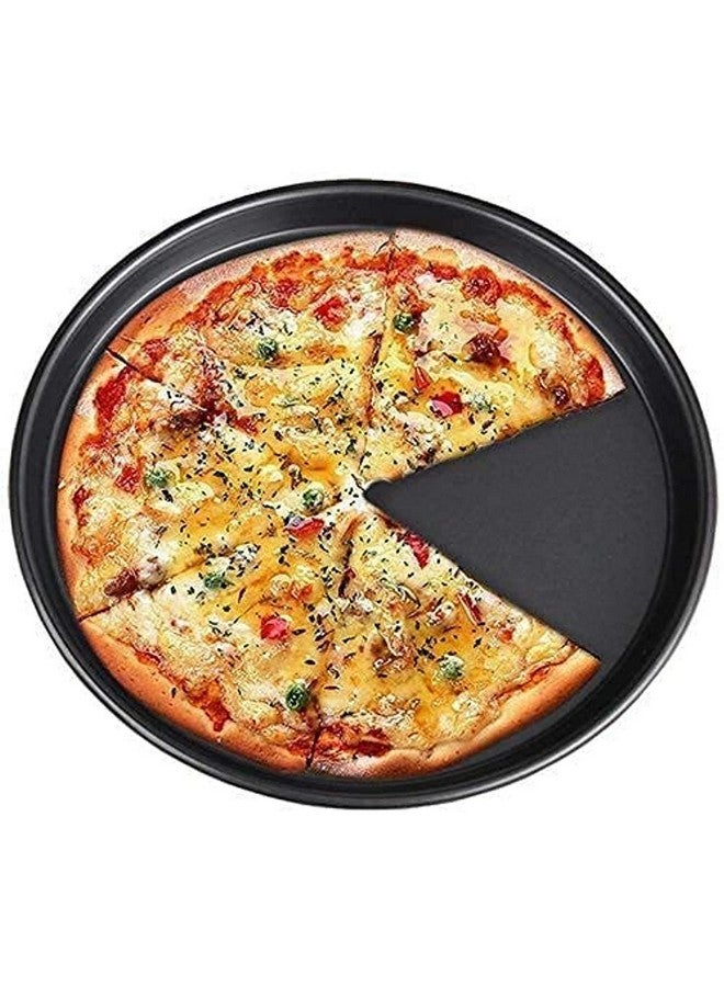 Xacton Carbon Steel Non-Stick Round Pizza Pan | Bake Ware Pizza Pan Used in Microwave Oven, OTG | Baking Tray Plate Pizza Baking Tools - Black (23cm x 23cm x 1.5cm) - Image 2