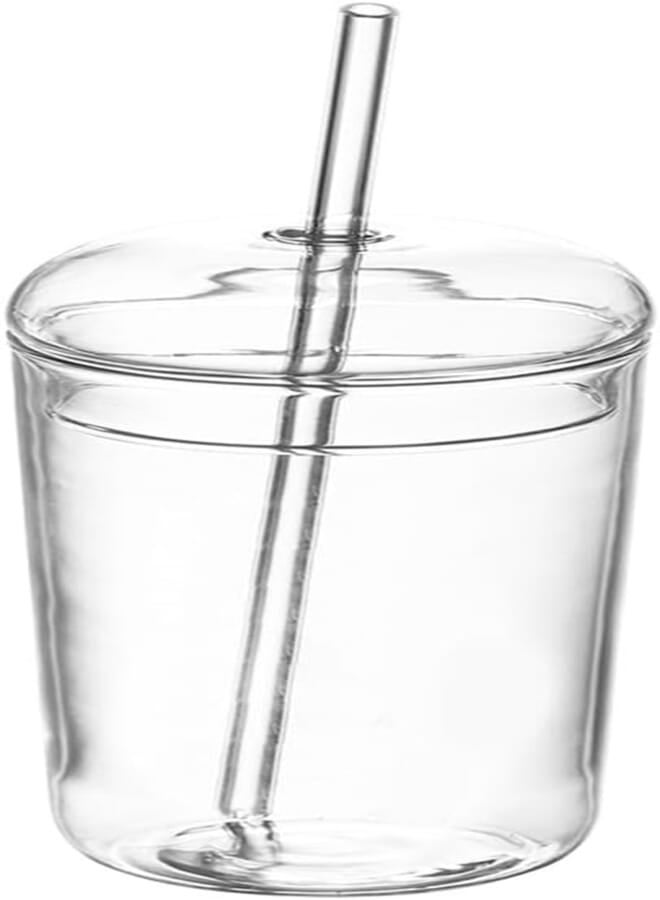 DOITOOL Glass Cups with Lid and Straw- Clear Aesthetic Cups Boba Cup- Glass Water Bottles Reusable Tumbler with Lid and Straw for Bubble Tea Juice Iced Coffee
