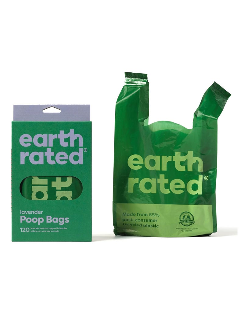 إيرث ريتد أكياس فضلات الكلاب المقاومة للعوامل الجوية مع مقابض سهلة الربط ومقاومة للتسرب مضمونة معطرة باللافندر 120 كيسًا بمقبض - Image 1
