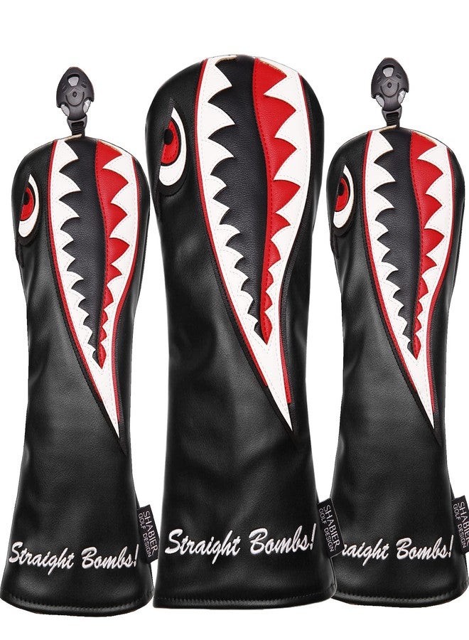 SHABIER New Flying Tiger Warshark Golf Headcover for Golf Club Available for Driver/Fairway/Hybird (One Set(1Dr+1Fa+1Hy)) - Image 1