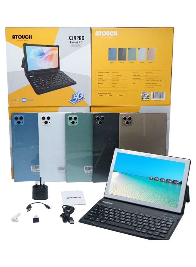 أتتش كمبيوتر لوحي X19 Pro يعمل بنظام Android للأطفال، شاشة 10.1 بوصة، ثنائي الشريحة، ذاكرة الوصول العشوائي 6 جيجابايت، 256 جيجابايت، شبكة 5G، واي فاي ونظام تحديد المواقع، رمادي - Image 5