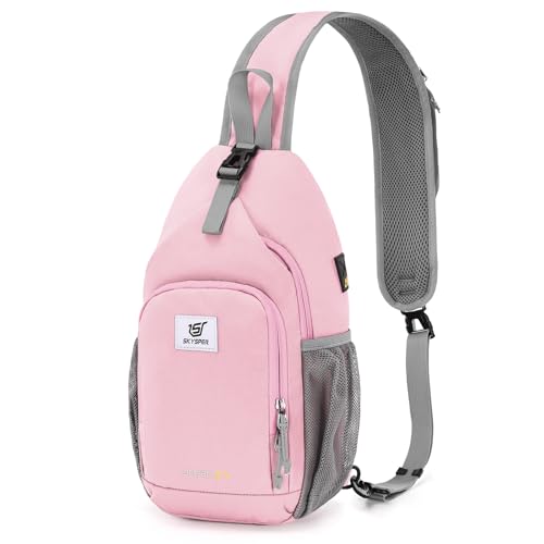 SKYSPER Sling Bag RFID Crossbody Sling Backpack Cross Body Shoulder Bag Travel Hiking Daypack for Women MenPink - Image 1