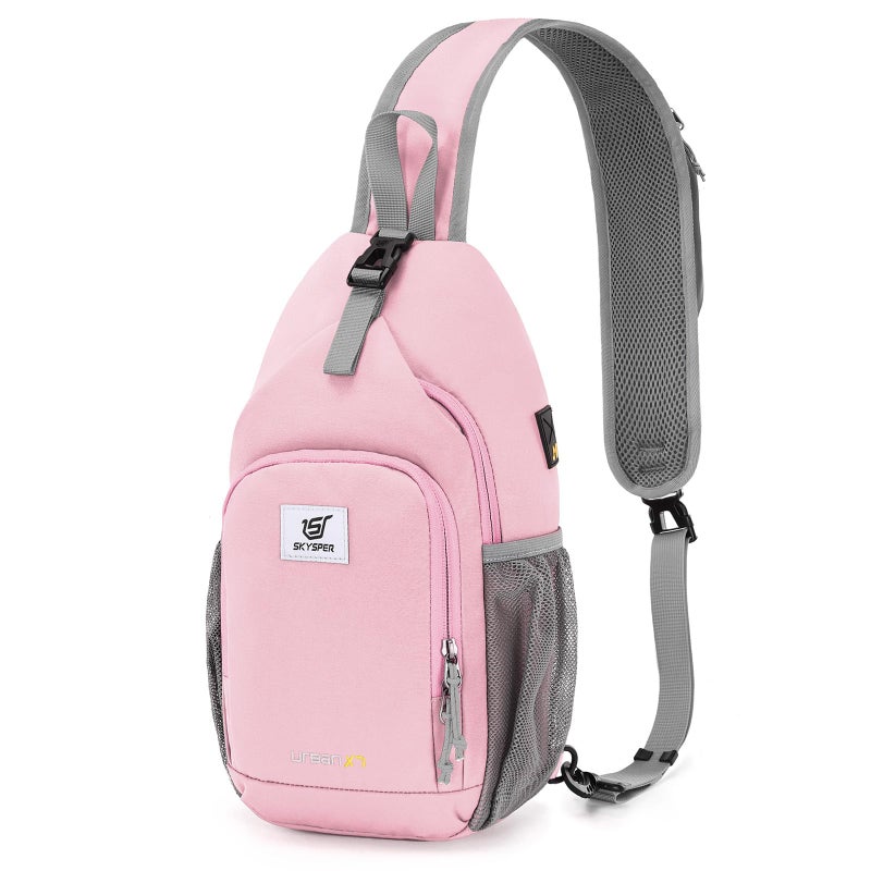 SKYSPER Sling Bag RFID Crossbody Sling Backpack Cross Body Shoulder Bag Travel Hiking Daypack for Women MenPink - Image 2