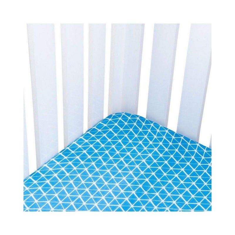 Theoni 100% Organic Cotton Muslin Cappadocia Dreams Blue Fitted Crib/Cot Sheets (Aztec Blue) - Image 2