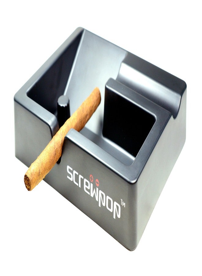 Screwpop 3Way Cigar Ashtray, Cigarillos and Pipes Built from Ultra-Strong Industrial Grade Black Melamine - Image 3