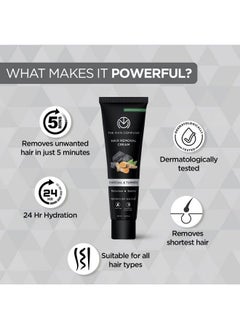 The Man Company Hair Removal Cream For Men Enriched With Charcoal & Turmeric ; Dermatologically Tested ; For All Skin Types 100Gm  - Image 5