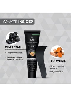 The Man Company Hair Removal Cream For Men Enriched With Charcoal & Turmeric ; Dermatologically Tested ; For All Skin Types 100Gm  - Image 3