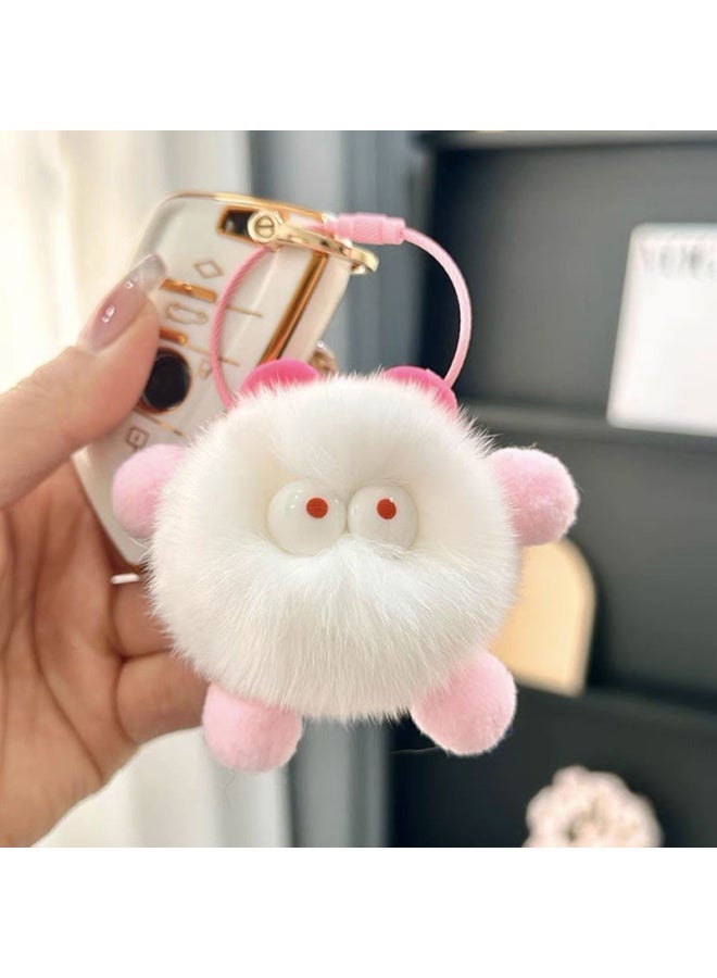 Generic Cute Fluffy Fur Pompom Keychain Soft Plush Ball Key Chain Car Ring Women Charm Bag Small Briquettes Pendant Jewelry-Color:style 10  - Image 4