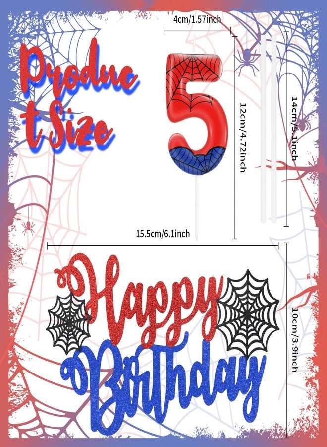 iNINGER Spider Themed Birthday Cake Decoration,Red Spider 8th Birthday Candles Cartoon Themed Number 8 Candle Decorations for Boys Girls Kids Party Supplie - Image 2