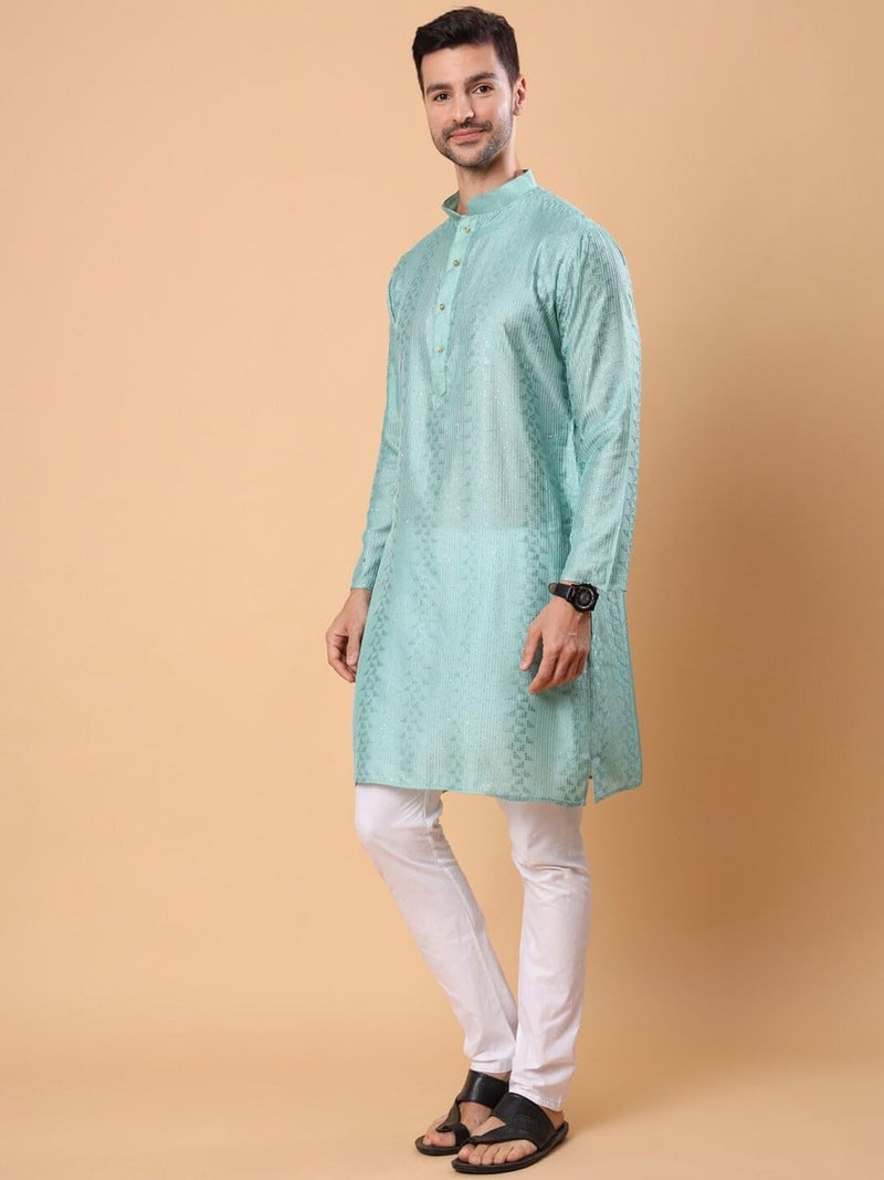 SWAGG INDIA كُرتا رجالي من مزيج الرايون مزين بالتطريز والترتر | ملابس تقليدية - Image 3