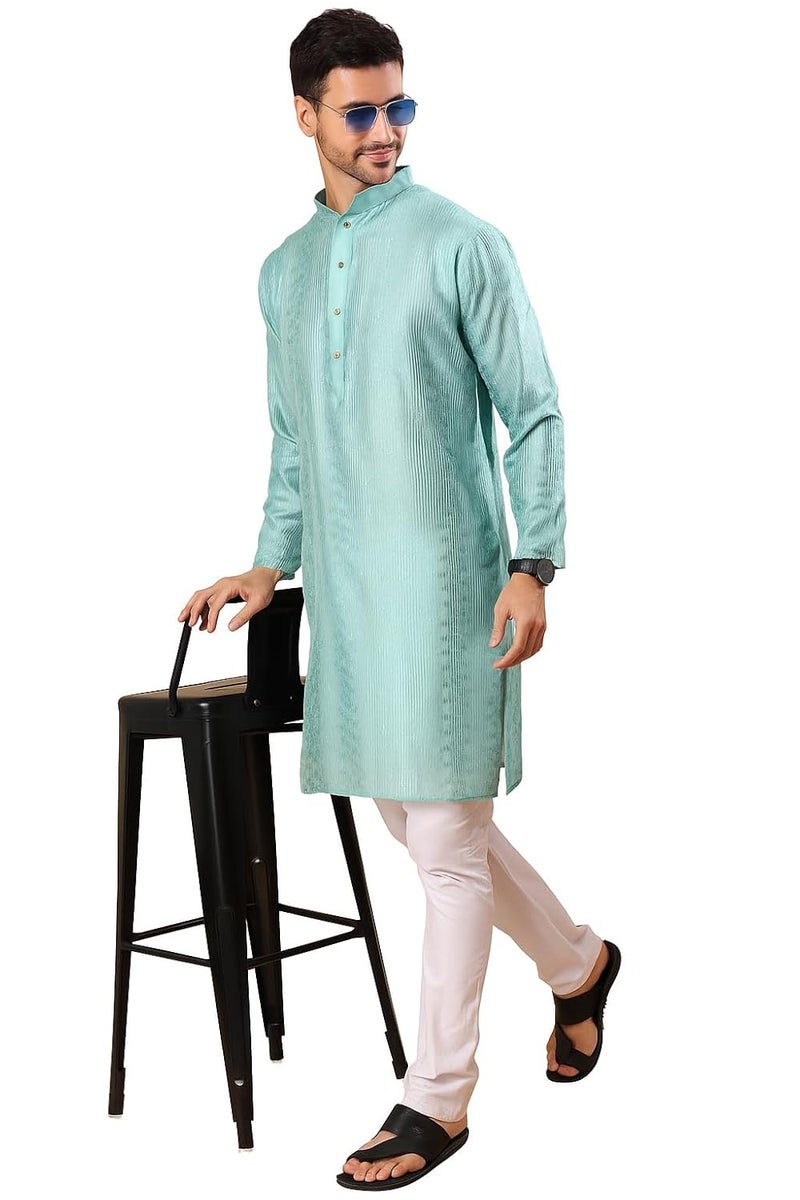 SWAGG INDIA كُرتا رجالي من مزيج الرايون مزين بالتطريز والترتر | ملابس تقليدية - Image 1