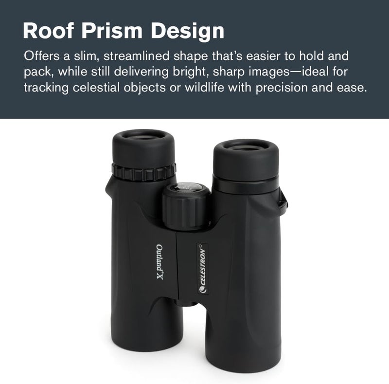 Celestron Outland X 10x42 Binoculars Waterproof & Fogproof Binoculars Full-Size Binoculars for Adults with 10x Magnification Multi–Coated Optics and BaK–4 Prisms Protective Rubber Armoring - Image 5
