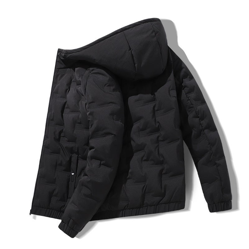 2024 winter warm cotton-padded jacket mens fashion casual hooded cotton-padded jacket mens coat thickened bread clothing cardigan Bean gray