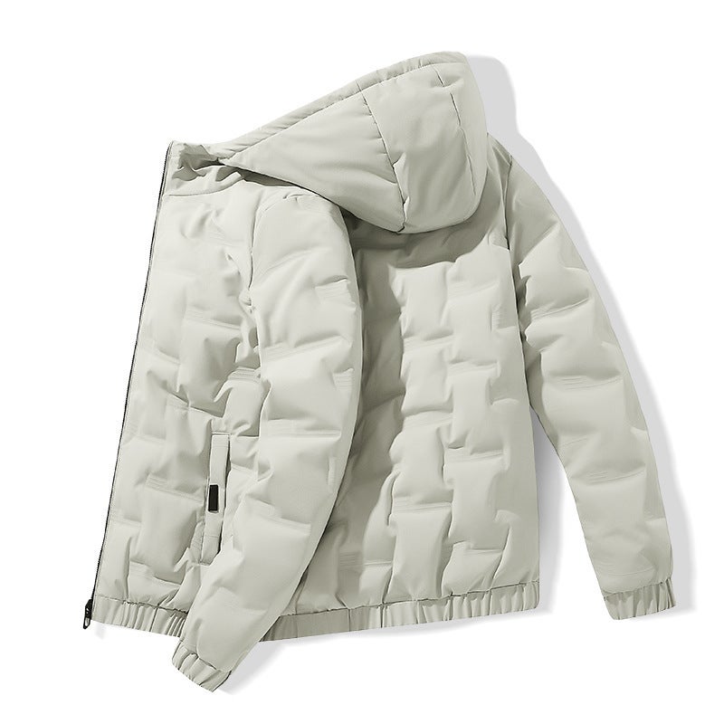 2024 winter warm cotton-padded jacket mens fashion casual hooded cotton-padded jacket mens coat thickened bread clothing cardigan Bean gray