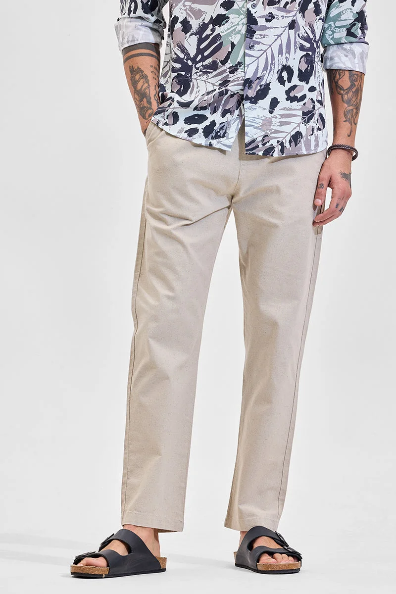 SNITCH Wafty Beige Linen Trousers