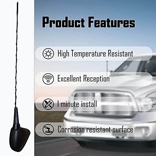 Auto Pearl - Vehicle Roof Mount Rubber Antenna Mast Flexible Car Antenna with Anti-Theft Design and Car Wash Safe - Black -Manza - Image 5