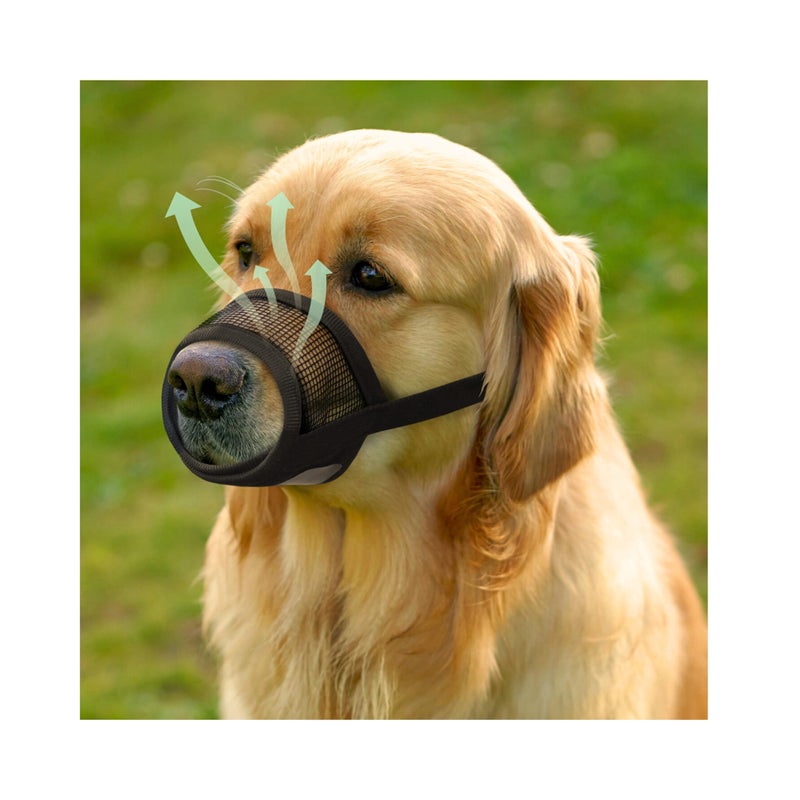 Evollax Dog Muzzle for Large Dogs â€“ Breathable Air Mesh Muzzle for Large Sized Dog | Adjustable Mussels for Dogs Grooming | Muzzles to Prevent Biting Barking Chewing | Allows Panting and Drinking - Image 1