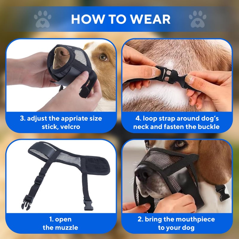 Evollax Dog Muzzle for Large Dogs â€“ Breathable Air Mesh Muzzle for Large Sized Dog | Adjustable Mussels for Dogs Grooming | Muzzles to Prevent Biting Barking Chewing | Allows Panting and Drinking - Image 2