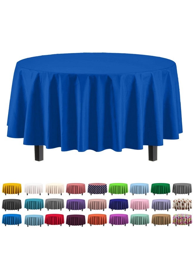 Exquisite 12-Pack Premium Plastic 84-Inch Round Tablecloth - Dark Blue - Image 1