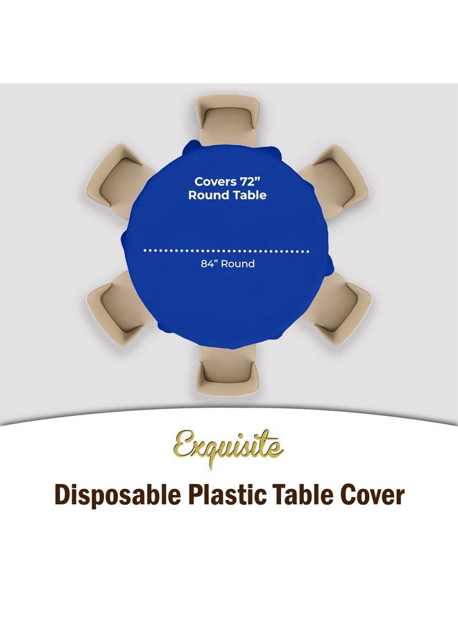 Exquisite 12-Pack Premium Plastic 84-Inch Round Tablecloth - Dark Blue - Image 4