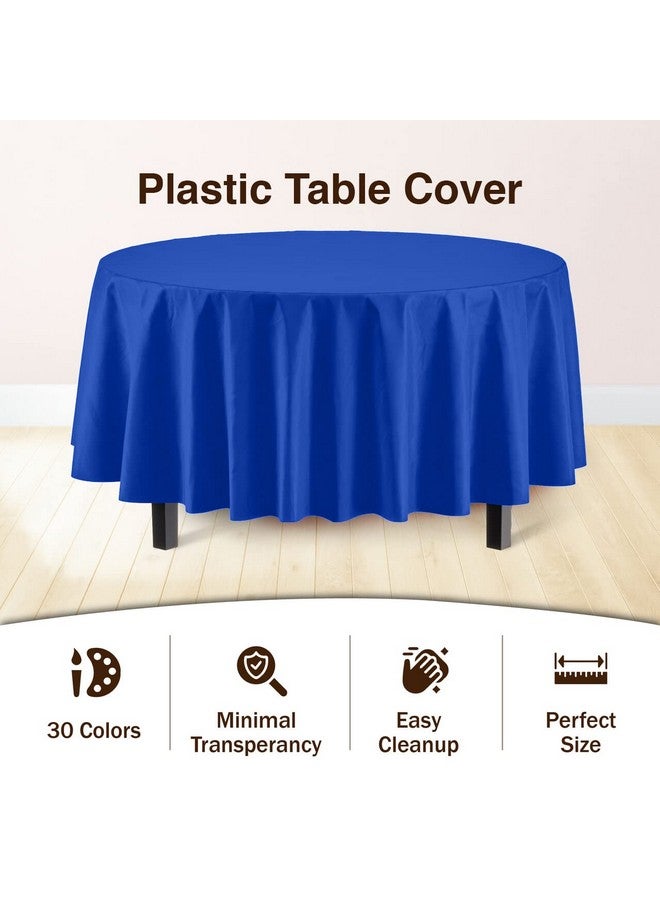 Exquisite 12-Pack Premium Plastic 84-Inch Round Tablecloth - Dark Blue - Image 3