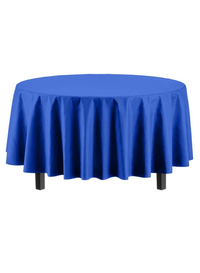 Exquisite 12-Pack Premium Plastic 84-Inch Round Tablecloth - Dark Blue - Image 2