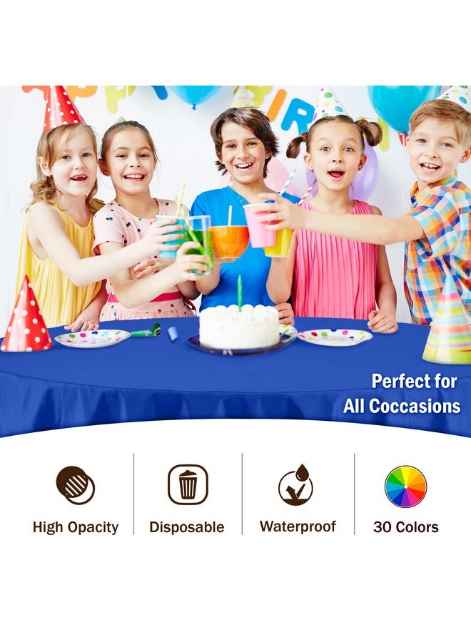Exquisite 12-Pack Premium Plastic 84-Inch Round Tablecloth - Dark Blue - Image 5