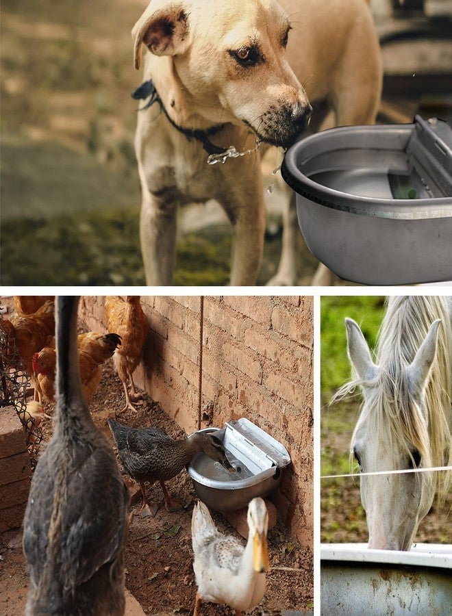 Essilnn Automatic Water Dispenser for Dog Water Bowl Dispenser Large Size Stainless-Steel Waterer Feeder Self Filling Water Trough for Poultry and Livestock (Stainless Steel, Large) - Image 2