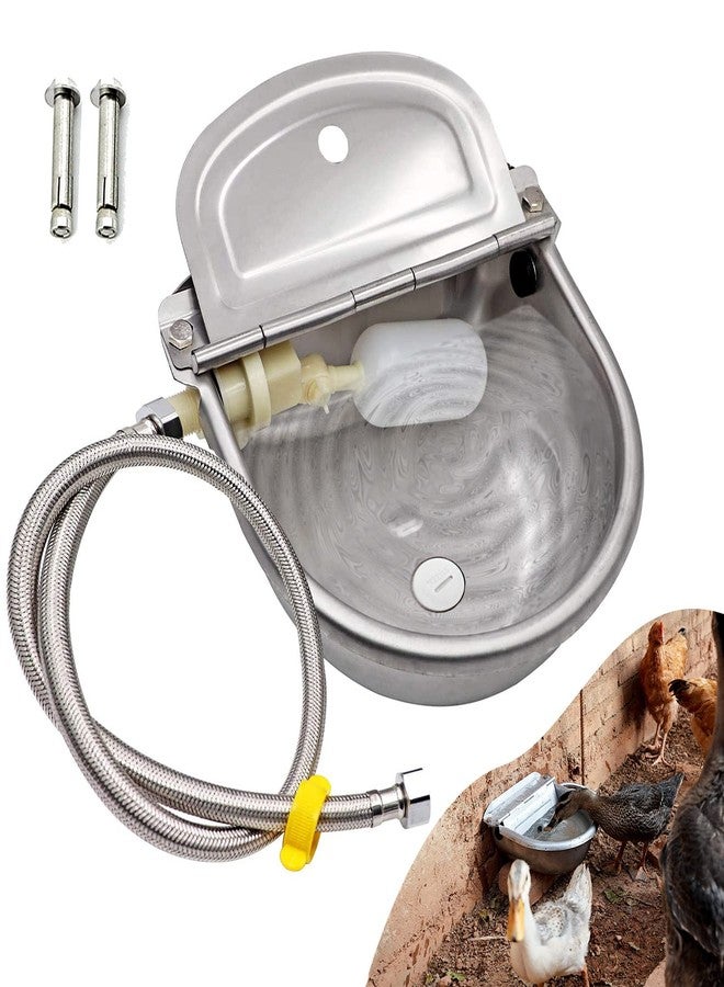 Essilnn Automatic Water Dispenser for Dog Water Bowl Dispenser Large Size Stainless-Steel Waterer Feeder Self Filling Water Trough for Poultry and Livestock (Stainless Steel, Large) - Image 1