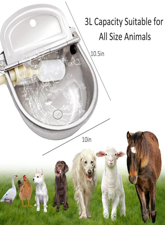 Essilnn Automatic Water Dispenser for Dog Water Bowl Dispenser Large Size Stainless-Steel Waterer Feeder Self Filling Water Trough for Poultry and Livestock (Stainless Steel, Large) - Image 5