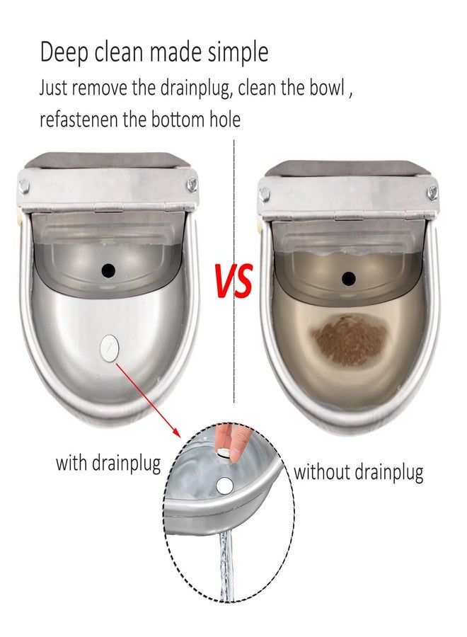Essilnn Automatic Water Dispenser for Dog Water Bowl Dispenser Large Size Stainless-Steel Waterer Feeder Self Filling Water Trough for Poultry and Livestock (Stainless Steel, Large) - Image 4