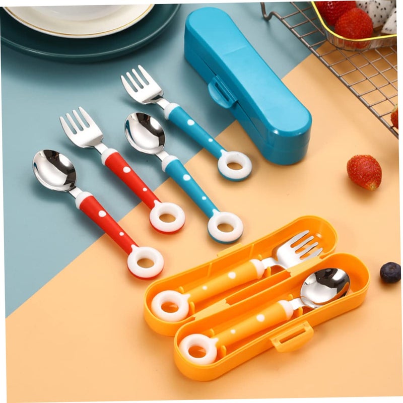 Non Slip Baby Training Spoon And Fork Set Soft Grip Easy Hold Silverware - Image 4