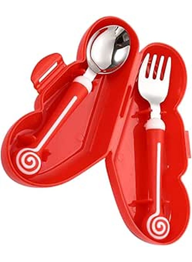 Non Slip Baby Training Spoon And Fork Set Soft Grip Easy Hold Silverware - Image 1